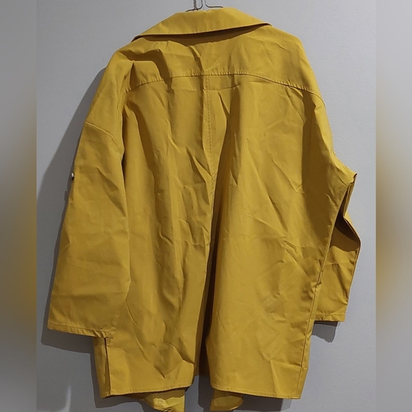 Madison Jacket Mustard Yellow L open Front Roll Tab Sleeve Nautical Lagenlook - Picture 6 of 6